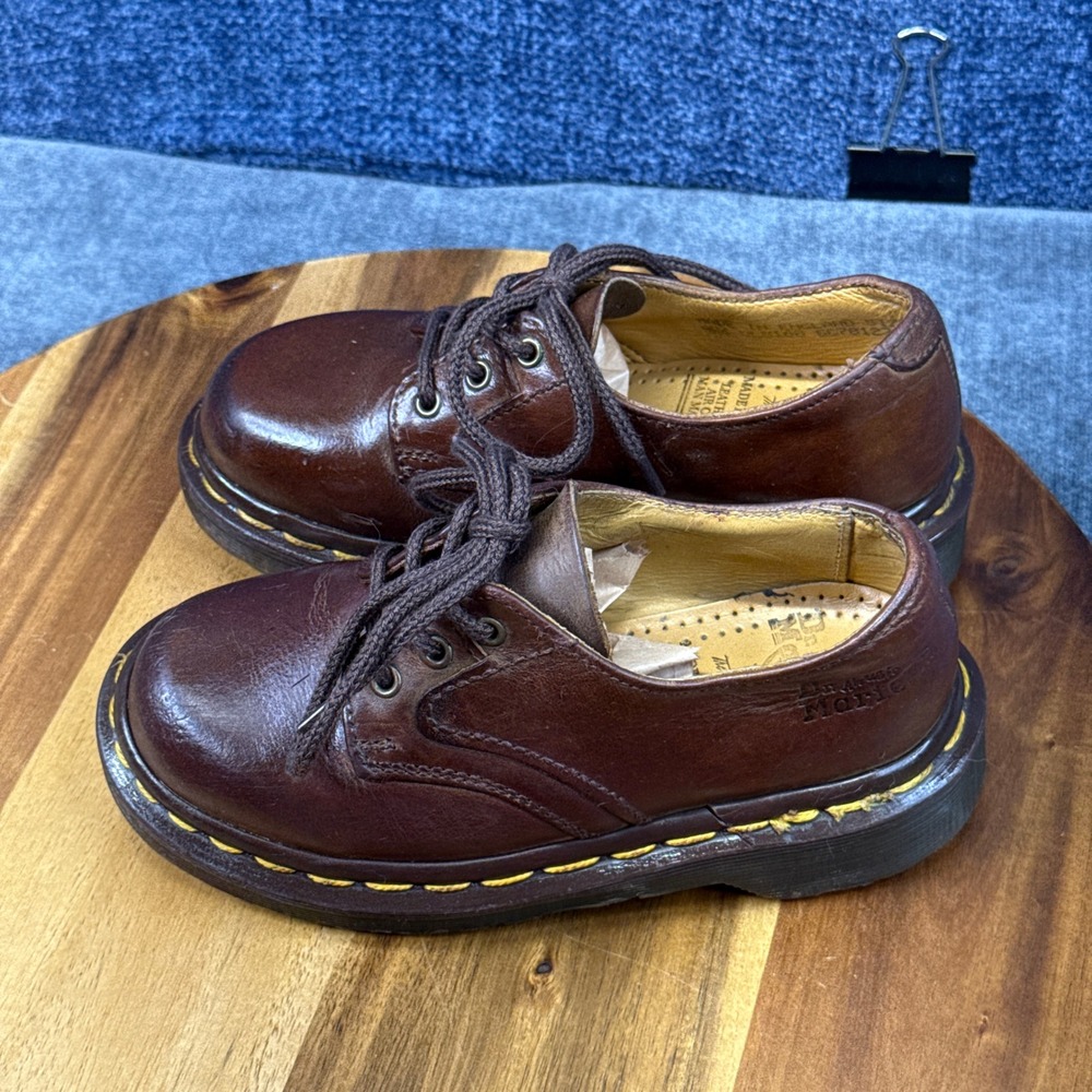 Dr. Martens Oxford Kids 11 Brown Leather Made in England 3-Eye Lace Up Shoes